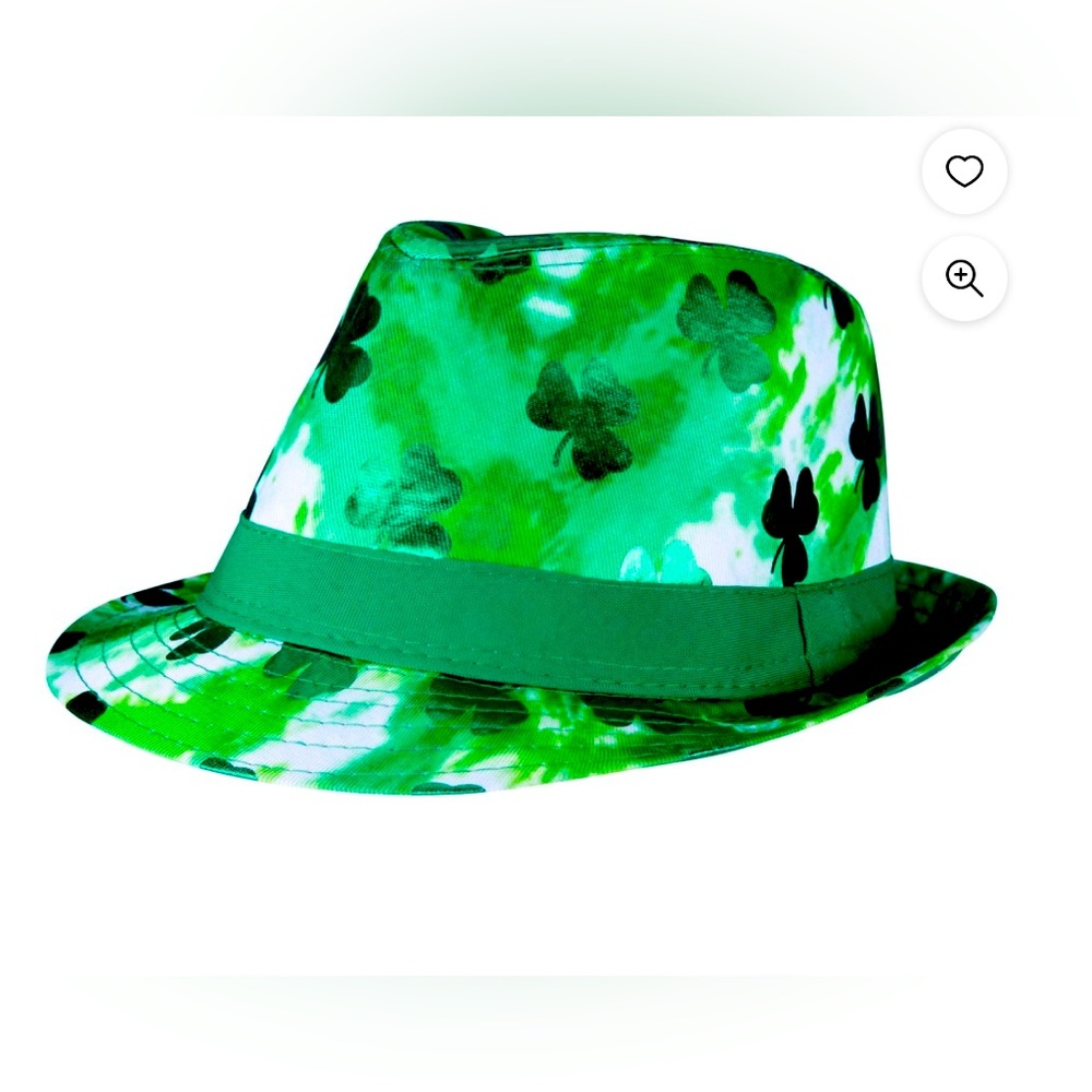 Green & White Tie Dye with Shimmery Green Shamrock Hat for Costume Dress Up!